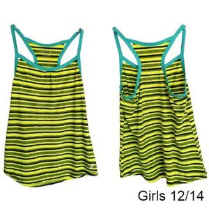BCG Girls L Racerback Tank Yellow Black Striped Sporty Sportswear Summer